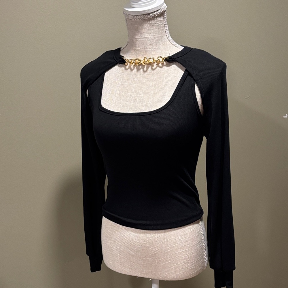 Elegant Black Long Sleeve Women's Top
